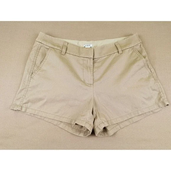 J. Crew Women's 8 Beige Tan Khaki Chino 100% Cotton Shorts 3.5" Inseam Mid Rise - Picture 3 of 11